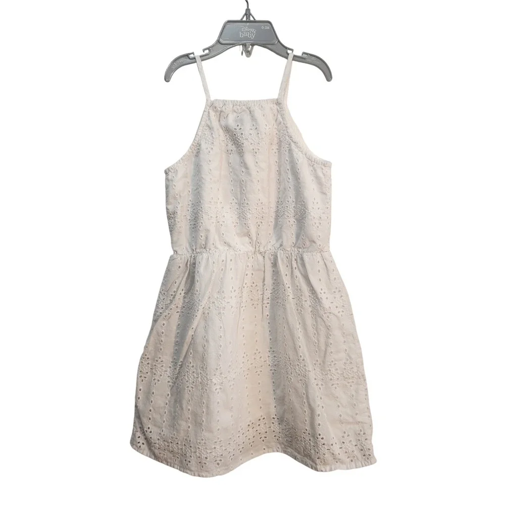 Old Navy Girls Dress‎ Size S (6-7) White Eyelet Sleeveless Summer/Spring Casual